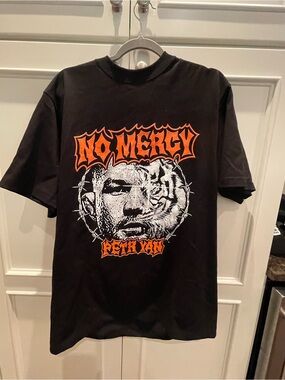 No Mercy Graphic Tee - Black with Orange Print Shaka wear large Petr yan